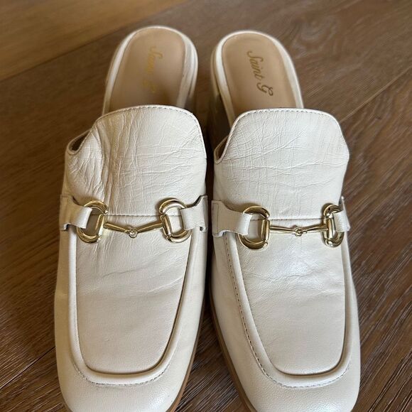 SAINT G JASMINE  OFF WHITE BLOCK HEEL MULE - Picture 3 of 13